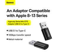 Baseus Ingenuity Series Mini OTG USB 3.1 to USB-C Adaptor - Black