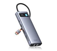 Baseus Laptop Docking Station Dual Monitor 4K@120Hz, 9 in 1 USB C Hub with 2 HDMI, 1000Mbps LAN, Max 85W PD, 3 USB, SD Card Reader, USB C Dock Compatible with iPhone 15/Mac/Dell/HP/Surface/Steam Deck