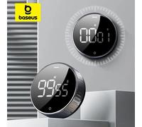 Baseus Magnetic Kitchen Timer Rotation Countdown Digital Timer Alarm Cooking Timer Clock Study Baking Reminder Stopwatch Clock Black