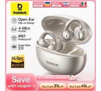 Baseus MC1 Pro Ear Clip Wireless Earphones Bluetooth 6.0 Hi-Res Ultra Open Earbuds earrings 4-Mic ENC Clip on ear buds Headphone Stellar White