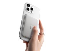 Baseus Picogo Power Bank, Ultra Slim 5000mAh MagSafe Powerbank with USB-C Braided Cable, Card-Size Magnetic Battery Pack, Alloy Wireless Fast Charger for iPhone 16/15/14/13/12 pro, Titanium