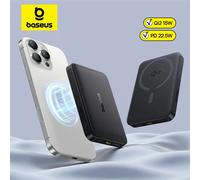 Baseus Qi2 Magnetic Power Bank 15W Wireless 10000mAh PD 22.5W Fast Charging Compact Portable Charger for iPhone 17 Samsung S25 Qi2 Black