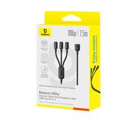Baseus Silky One-for-Three Fast Charging Cable USB-A to M+L+C 100W 1.5m Cosmic Black