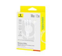 Baseus Silky One-for-Three Fast Charging Cable USB-A to M+L+C 100W 1.5m Moon White