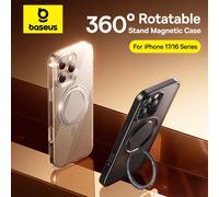Baseus Stand Magnetic Case For iPhone 17 Pro iPhone 17 360° Rotatable Bracket Wireless Charging For MagSafe Kickstand Case Frosted Black