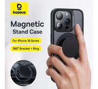 Baseus Stand Phone Case For iPhone 16 Pro Max MagSafe Magnetic Case With 360° Rotating Ring Bracket Anti-Drop Protection Cover Frosted Black
