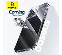 Baseus Tempered Glass Case for iPhone 17 16 15 Pro Max Clear Hard Tough Corning Gorilla Glass Case for iPhone 17 16 Pro Max Case Clear Glass Case