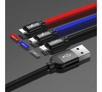 Baseus Three Primary Colors 3-in-1 - USB-C/ Lightning/ Micro Cable - 1.2M - Black