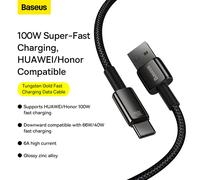 Baseus Tungsten Gold 100W USB to USB-C Charging Cable - 1M - Black