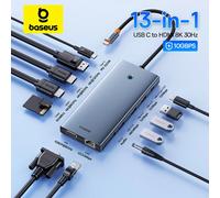 Baseus USB C Hub Type C to HDMI USB HUB Adapter 13-In-1 DP 4K 60Hz 120Hz RJ45 VGA Converter PD 100W USB A 3.1 2.0 For Macbook PC 13-in-1 Type C to DP