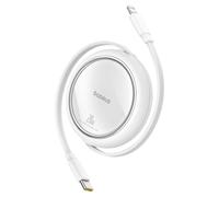 Baseus USB C to Lightning Cable, Retractable USB C to Lightning Cable, 20W Compatible with iPhone 14/13/13 Pro/13 Pro Max/12/12 Pro/11/XS MAX/8 Plus, iPad Pro, White