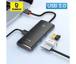 Baseus USB HUB Adapter 4 in 1 USB Type C to USB 3.0 HUB Splitter Adapter for MacBook Pro Air Huawei Mate 30 Docking Station HUB Type-c HUB 25CMBlack