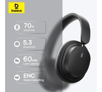 Baseus Wireless Headphones Bluetooth 5.3 HIFI Level Earphone 40mm Driver Foldable Over Ear Headsets 70H Playtime Spatial Audio Bass BH1 Lite White