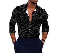 BASHAMAN Men Shirt Men Banquet Prom Temperament Longsleeve Shirt Men Casual Fashion Print Longsleeve Tops Men Youth Unique Trend Basic Shirt B-09 XL