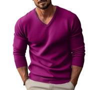 BASHAMAN Men's Long Sleeved Sweater Temperament Classic Trend Knitted Tops Breathable Soft Comfortable Knitwear Warm Fashion Casual Pullover K-Purple M