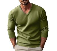 BASHAMAN Men's Long Sleeved Sweater Temperament Classic Trend Knitted Tops Breathable Soft Comfortable Knitwear Warm Fashion Casual Pullover F-Green XL