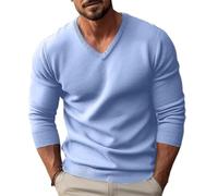 BASHAMAN Men's Long Sleeved Sweater Temperament Classic Trend Knitted Tops Breathable Soft Comfortable Knitwear Warm Fashion Casual Pullover J-Light Blue L