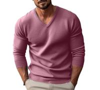 BASHAMAN Men's Long Sleeved Sweater Temperament Classic Trend Knitted Tops Breathable Soft Comfortable Knitwear Warm Fashion Casual Pullover P-Pink XL