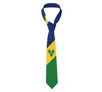 BASHAO Saint Vincent And The Grenadines Flag Men'S Necktie Skinny Ties Novelty Traditional Tie Soft Classic Business Tie for Wedding Holiday Party School
