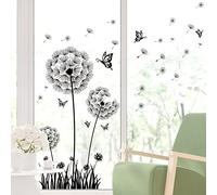 BASHOM BS-105 Dandelion Wall Stickers Flying Flowers Butterflies Decals Removable for Bedroom Living Room Art Home Décor Decorations