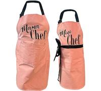 BASHOUT Mother, Daughter Apron Set | (2 pcs) Mama Chef plus Mini Chef Matching Aprons | Cooking Baking Adjustable Mom and Child Pink Aprons | Mother’s Day, Christmas Mommy and Daughter Kitchen Aprons,