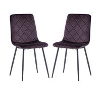 basia aubergine velvet fabric dining chairs in pair