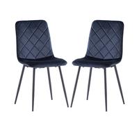 basia deep blue velvet fabric dining chairs in pair