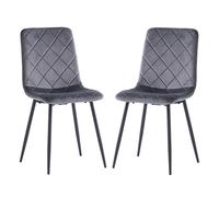 basia grey velvet fabric dining chairs in pair