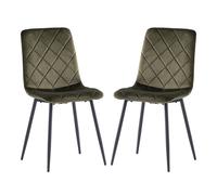 basia juniper green velvet fabric dining chairs in pair