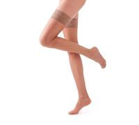 Basic 20 Den Opaque Stockings, Veiled, Lace Flounce, Women's Sexy Stocking, Made in Italy, Sizes 1/2 3/4, Mink 1 Pair, L-XL