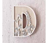 Basic 5 26 Letters for Wall Decoration, Flowers Can Be Painted on Wood, Children's Room Letters, Wooden Letters for Crafts, Name Badges, Wedding Home Decoration (D, One Size)