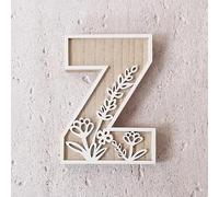 Basic 5 26 Letters for Wall Decoration, Flowers Can Be Painted on Wood, Children's Room Letters, Wooden Letters for Crafts, Name Badges, Wedding Home Decoration (Z, One Size)