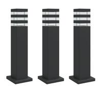 (basic, 50 cm/ 3 pcs) vidaXL Outdoor Floor Lamps with Sensors Pathway Standing Lamp Black Aluminium