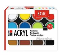 Basic Acrylic Paints 18 Ml 12 Colours Top Quality