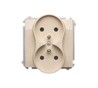 BASIC Beige Module 2x Socket/Outlet with Screw Terminals 16A 250V