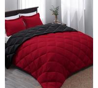 Basic Beyond Down Alternative Comforter Set (Twin, Black/Red) - Reversible Bed Comforter with 1 Pillow Sham for All Seasons