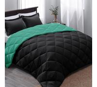 Basic Beyond King Size Comforter Set - Reversible All Seasons, Green/Black Mint Leaf, 1 King Comforter (104"x92") and 2 Pillow Shams (20"x36+")