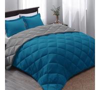 Basic Beyond Queen Comforter Set - Blue Comforter Set Queen, Reversible Bed Comforter Queen Set for All Seasons, Algiers Blue/Charcoal Gray, 1 Comforter (88"x92") and 2 Pillow Shams (20"x26"+2")