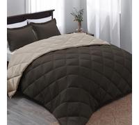 Basic Beyond Queen Comforter Set - Brown Comforter Set Queen, Reversible Bed Comforter Queen Set for All Seasons, Brown/Ivory, 1 Comforter (88"x92") and 2 Pillow Shams (20"x26"+2")