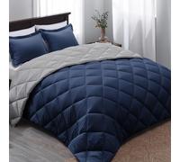 Basic Beyond Queen Comforter Set - Navy Blue Comforter Set Queen Size, Reversible Bed Comforter Queen Set for All Seasons, Navy/Grey, 1 Comforter (88"x92") and 2 Pillow Shams (20"x26"+2")
