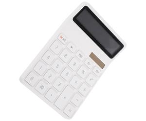 Basic Calculator White ABS Dual Power Solar Battery Office Tool | Button Battery Included, Supports Maths Practice, Budget Worksheets and Retail Receipts, Suitable for Shops, Desks