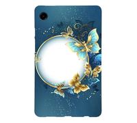 Basic Case for Samsung Galaxy Tab A11 2025/ Galaxy Tab A9 8.7-inch for Women with Soft TPU Reinforced Corner Slim Shockproof Tablet Black Cover for Galaxy Tab A11/A9 - Blue Butterfly Circle