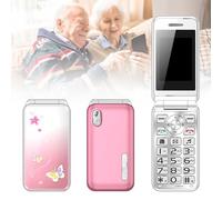 Basic Cell Phone for The Elderly, Unlocked 2G Mobile Phone with Big Buttons, Backup Dumb Phone with GSM Standard, Supports Dual SIM + SD Card,No Internet,Pink