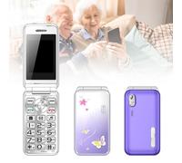 Basic Cell Phone for The Elderly, Unlocked 2G Mobile Phone with Big Buttons, Backup Dumb Phone with GSM Standard, Supports Dual SIM + SD Card,No Internet,Purple