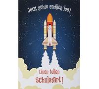 Basic Classic Rocket First Day of School Card - 11.6 x 16.6 cm