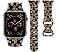 Basic Colour Cartoon Band Compatible with Apple Watch 38mm/40mm/41mm/42mm/44mm/45mm/46mm, Silicone Scrunchie Watch Band for Women Men, Black, 40mm