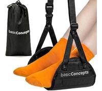 BASIC CONCEPTS Airplane Foot Rest (Travel Comfortably), Perfect Foot Hammock for Airplane or Plane Travel - Black, Fabric, Aluminum Alloy Frame, Footrest, Adjustable