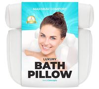 BASIC CONCEPTS Bathtub Pillow for Neck and Back Support with Drying Hook, bathtub pillow Machine Headrest for Soaking & Straight Back Tubs - Bath Accessories, machine washable, 6 suction cups
