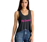 Basic Crop Top for Women Summer Short Tee Tops Causual T Shirt Blouse Slim Fit Mini Tees Workout Tank Vest Top Y2k Clubwear Hot Rave Outfits (UK, Alpha, One Size, Regular, Regular, Yes Daddy, Black)