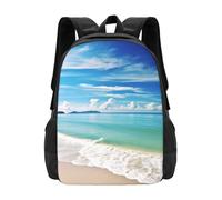 Basic Daypack Ocean Sea Beach Print Travel Bag Lightweight School Backpack for Camping, Work, Travel, 42X32X14Cm